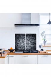Cam Ocak Koruyucu Ve Kesim Tablası Koyu Taş (80cm X 52cm) 2 Parça, 5li Ocaklar - 1