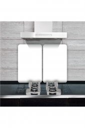 Cam Ocak Koruyucu Ve Kesim Tablası Düz Beyaz (80cm X 52cm) 2 Parça, 5li Ocaklar - 2