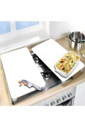 Cam Ocak Koruyucu Ve Kesim Tablası Düz Beyaz (80cm X 52cm) 2 Parça, 5li Ocaklar - 3
