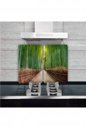 Dekoratif Cam Ocak Koruyucu Ve Kesim Tahtası Bambu Yolu 60cm X 52cm 2 Parça, 4lü Ocaklar - 2