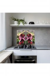 Dekoratif Cam Ocak Koruyucu Ve Kesim Tahtası Raspberry 60cm X 52cm 2 Parça, 4lü Ocaklar thumbnail 1
