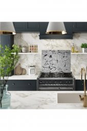 Dekoratif Cam Ocak Koruyucu Ve Kesim Tahtası Gri Taş 60cm X 52cm 2 Parça, 4lü Ocaklar thumbnail 1