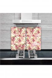 Dekoratif Cam Ocak Koruyucu Ve Kesim Tahtası Açık Pembe Güller 60cm X 52cm 2 Parça, 4lü Ocaklar - 1