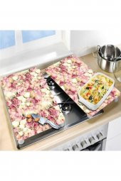 Dekoratif Cam Ocak Koruyucu Ve Kesim Tahtası Açık Pembe Güller 60cm X 52cm 2 Parça, 4lü Ocaklar - 2