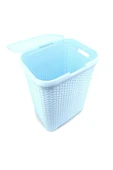 Açık Mavi Hasır Desenli Plastik Çamaşır Sepeti thumbnail 3
