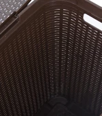 Kahverengi, Plastik Hasır Desenli Kapaklı Çamaşır Sepeti – 55x43x33cm thumbnail 5