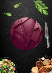 Kırmızı Üçgen Cam Kesme Tahtası - Sunum Tabağı| Çap 20 thumbnail 1