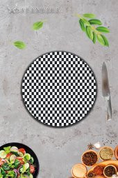 Dama Cam Kesme Tahtası - Sunum Tabağı| Çap 20 thumbnail 3