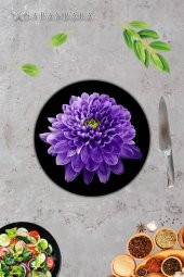 Mor Orkide Cam Kesme Tahtası - Sunum Tabağı| Çap 20 thumbnail 3