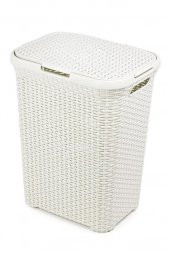Hasır Desenli Plastik Çamaşır Sepeti Beyaz - 4