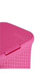 Pembe Hasır Desenli Plastik Çamaşır Sepeti - 4