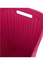 Pembe Hasır Desenli Plastik Çamaşır Sepeti - 5