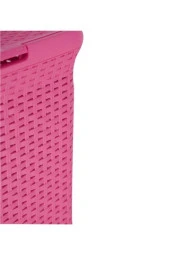 Pembe Hasır Desenli Plastik Çamaşır Sepeti - 6