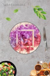 Renkli Kare Cam Kesme Tahtası - Sunum Tabağı| Çap 20 thumbnail 3