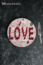 Love Kiraz Cam Kesme Tahtası - Sunum Tabağı| Çap 20 thumbnail 2