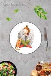 Alone Cam Kesme Tahtası - Sunum Tabağı| Çap 20 thumbnail 3