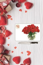 Sevgililer Günü Sevgiliye Özel Yazılı Cam Kesme Tahtası |Sv7| 20 Cm X 30 Cm - 1