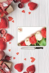 20 Cm X 30 Cm Sevgililer Günü Sevgiliye Özel Yazılı Cam Kesme Tahtası | - 1