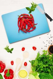 Kızıl Biber Desenli Cam Kesme Tahtası| 30 Cm X 40 Cm thumbnail 2