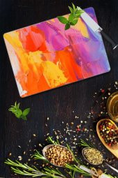 Gökkuşağı Desenli Cam Kesme Tahtası| 30 Cm X 40 Cm thumbnail 1