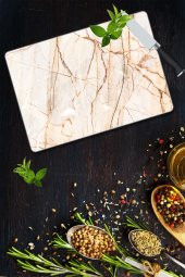 Kırmızı Taş Desenli Cam Kesme Tahtası - Cam Kesme Tablası | 30 Cm x 40 Cm thumbnail 2