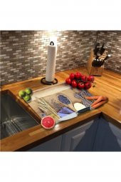 Dekoratif Cam Kesme Tahtası 30cm X 40cm Tohum Ve Tahta Kaşık - 4