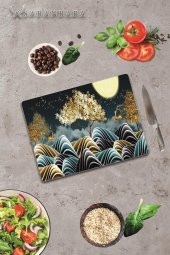 Altın Ağaç & Geyikler Cam Kesme Tahtası - Cam Kesme Tablası | 30 Cm X 40 Cm - 3