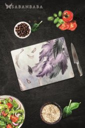 Kuş Tüyü  Desen  Cam Kesme Tahtası - Cam Kesme Tablası | 30 Cm X 40 Cm thumbnail 2