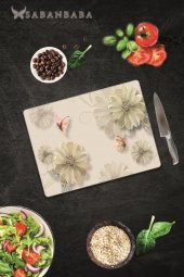 Kelebek &  Çiçekler Cam Kesme Tahtası - Cam Kesme Tablası | 30 Cm X 40 Cm - 1