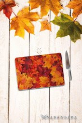 Sonbahar Yaprağı Cam Kesme Tahtası - Cam Kesme Tablası | 30 Cm X 40 Cm thumbnail 2