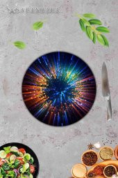 Odak Desenli Cam Kesme Tahtası - Cam Kesme Tablası - Sunum Tabağı| Çap 32 Cm thumbnail 2