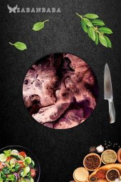 Bordo Desenli Cam Kesme Tahtası - Cam Kesme Tablası - Sunum Tabağı| Çap 32 Cm thumbnail 3