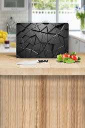 Siyah Üçgenler Desenli Cam Kesme Tahtası - Cam Kesme Tablası | 20 Cm X 30 Cm thumbnail 1