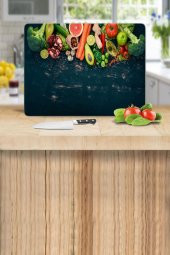 Sebzeler Yeni Desenli Cam Kesme Tahtası - Cam Kesme Tablası | 30 cm x 40 cm thumbnail 1