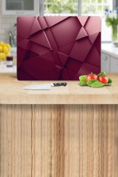 Kırmızı Üçgen Desenli Cam Kesme Tahtası - Cam Kesme Tablası  | 30 cm x 40 cm thumbnail 1