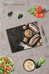 Buğdaylı Ekmek Cam Kesme Tahtası - Cam Kesme Tablası  | 30 cm x 40 cm thumbnail 1