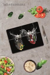 Biber ve Su Cam Kesme Tahtası - Cam Kesme Tablası  | 30 cm x 40 cm - 1