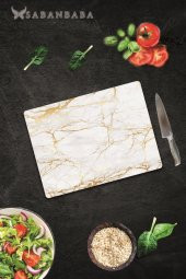 Alacalı Altın Mermer Cam Kesme Tahtası - Cam Kesme Tablası  | 30 cm x 40 cm thumbnail 1