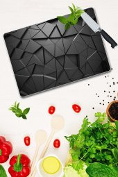 Siyah Üçgenler | Cam Kesme Tahtası - Cam Kesme Tablası | 30 Cm X 40 Cm thumbnail 1