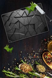 Siyah Üçgenler | Cam Kesme Tahtası - Cam Kesme Tablası | 30 Cm X 40 Cm thumbnail 2