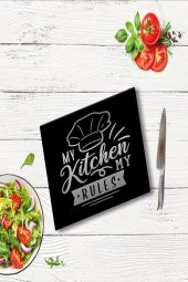 My Kitchen Siyah Şapka Cam Kesme Tahtası - Tablası | 30 Cm X 40 Cm thumbnail 1