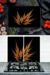 Takım Halinde Tek Başak 20x30 cm Kesme Tablası ve 60x52cm Cam Ocak Koruyucu 4lü Ocaklar thumbnail 1
