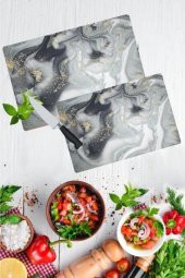 2li Takım Gri Altın Mermer Görünümlü Takım Cam Kesme Tahtası - Cam Kesim Tablası 20x30 & 30x40 thumbnail 1