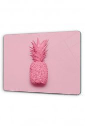 Pembe Ananas Desenli Cam Kesme Tahtası - Cam Kesme Tablası | 30 Cm X 40 Cm - 3