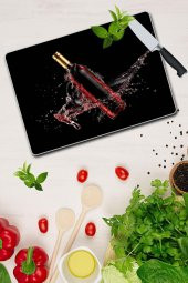 Saban Kırmızı Şarap Cam Kesme Tahtası - Cam Kesme Tablası | 20 Cm X 30 Cm thumbnail 2