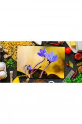 Mavi Mor Menekşe Görünümlü | Cam Kesme Tahtası  | 20 cm x 30 cm thumbnail 1