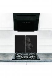 Cam Ocak Koruyucu ve Kesim Tablası Kara  (60cm x 52cm) 2 Parça, 4lü Ocaklar thumbnail 1