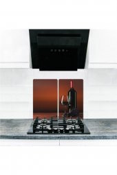 Cam Ocak Koruyucu ve Kesim Tablası Üzüm Şarabı (60cm x 52cm) 2 Parça, 4lü Ocaklar thumbnail 1