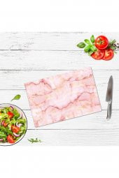 Saban Pembe Mermer Görünümlü | Cam Kesme Tahtası - Cam Kesme Tablası | 30cm x 40cm thumbnail 2