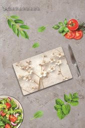 20x30 cm Yapay Güller Desenli Cam Kesim Tablası thumbnail 1